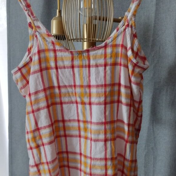 Arizona Jean Company Plaid Button Front Tank Top XS Adjustable Straps Summer Lig - Picture 5 of 6